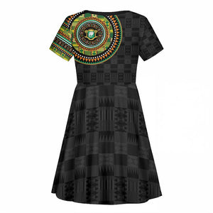 Ivory Coast African Tribal Pattern Kid Short Sleeve Dress Chest Arm Tattoo