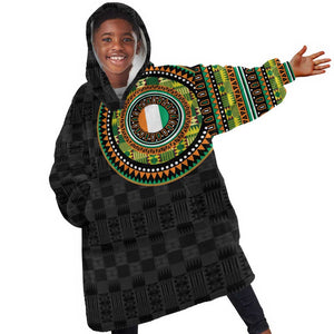 Ivory Coast African Tribal Pattern Kid Wearable Blanket Hoodie Chest Arm Tattoo