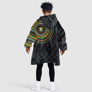 Ivory Coast African Tribal Pattern Kid Wearable Blanket Hoodie Chest Arm Tattoo