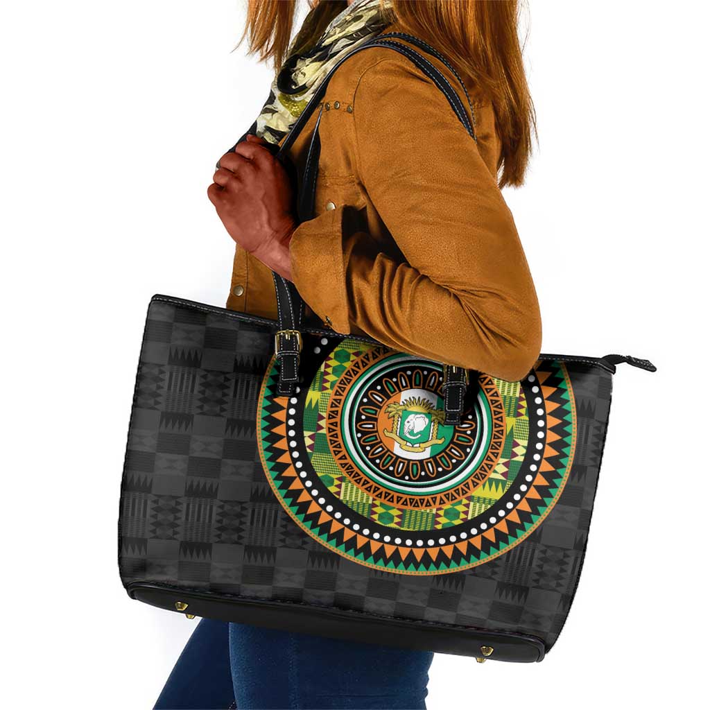 Ivory Coast African Tribal Pattern Leather Tote Bag Chest Arm Tattoo