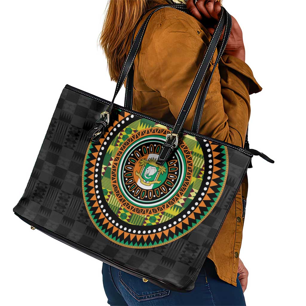 Ivory Coast African Tribal Pattern Leather Tote Bag Chest Arm Tattoo