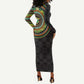 Ivory Coast African Tribal Pattern Long Sleeve Bodycon Dress Chest Arm Tattoo LT15
