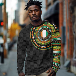 Ivory Coast African Tribal Pattern Long Sleeve Shirt Chest Arm Tattoo