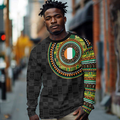 Ivory Coast African Tribal Pattern Long Sleeve Shirt Chest Arm Tattoo
