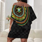 Ivory Coast African Tribal Pattern Off Shoulder Short Dress Chest Arm Tattoo
