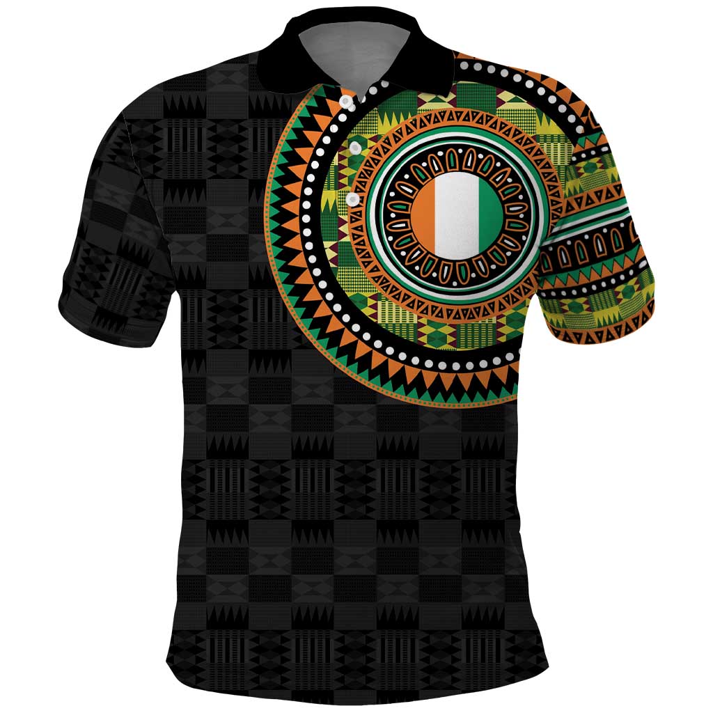 Ivory Coast African Tribal Pattern Polo Shirt Chest Arm Tattoo