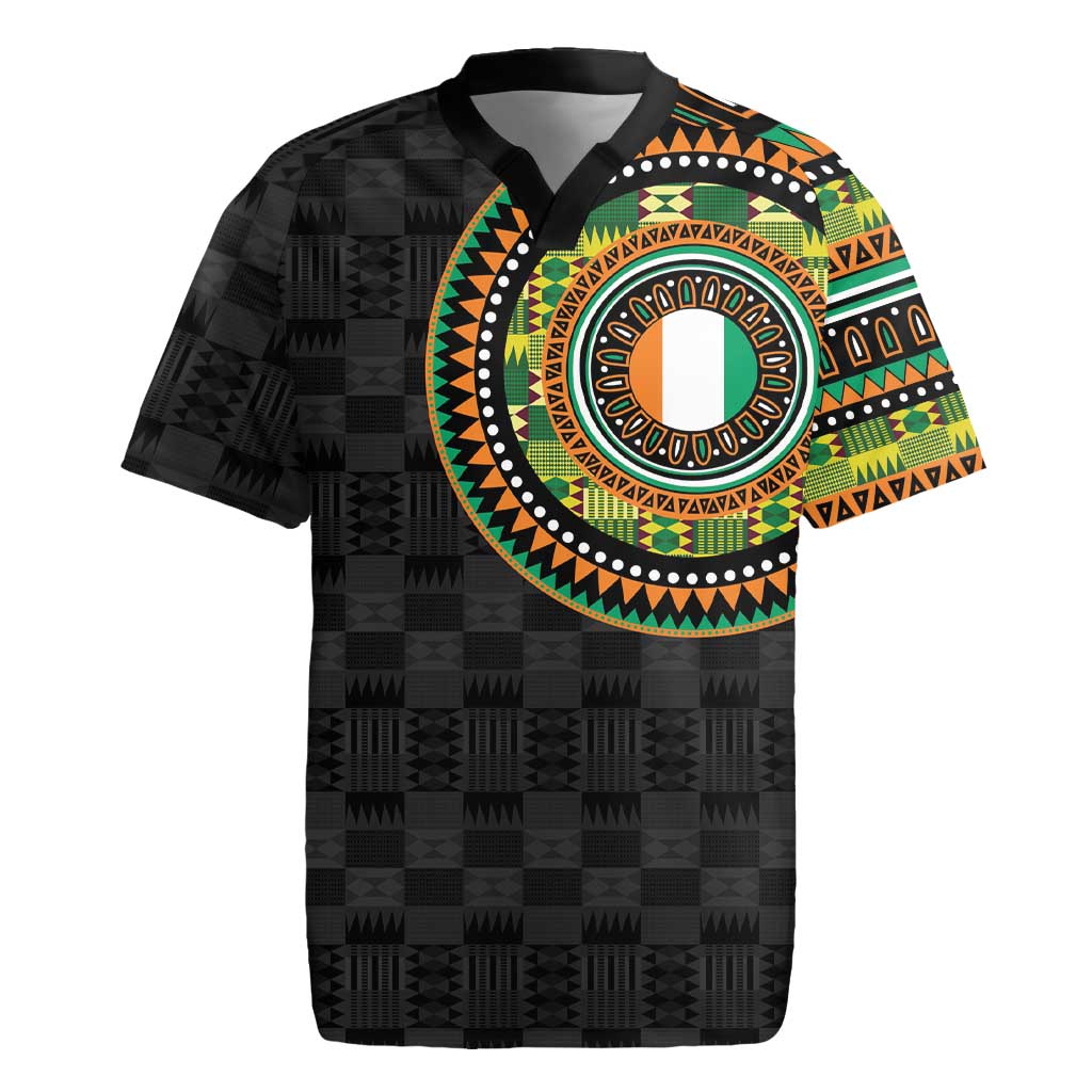 Ivory Coast African Tribal Pattern Rugby Jersey Chest Arm Tattoo