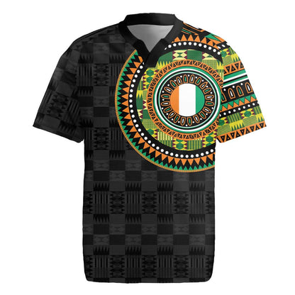 Ivory Coast African Tribal Pattern Rugby Jersey Chest Arm Tattoo