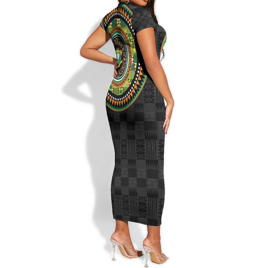 Ivory Coast African Tribal Pattern Short Sleeve Bodycon Dress Chest Arm Tattoo LT15