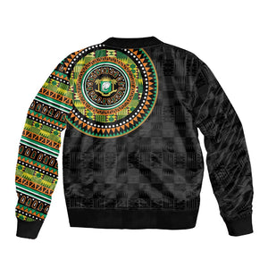 Ivory Coast African Tribal Pattern Sleeve Zip Bomber Jacket Chest Arm Tattoo