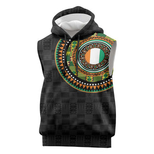 Ivory Coast African Tribal Pattern Sleeveless Hoodie Chest Arm Tattoo - African Pride