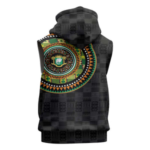 Ivory Coast African Tribal Pattern Sleeveless Zip Hoodie Chest Arm Tattoo - African Pride
