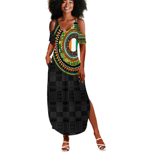 Ivory Coast African Tribal Pattern Summer Maxi Dress Chest Arm Tattoo