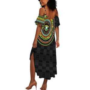 Ivory Coast African Tribal Pattern Summer Maxi Dress Chest Arm Tattoo