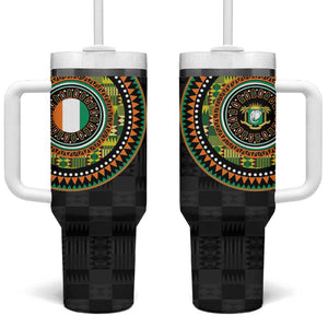 Ivory Coast African Tribal Pattern Tumbler With Handle Chest Arm Tattoo