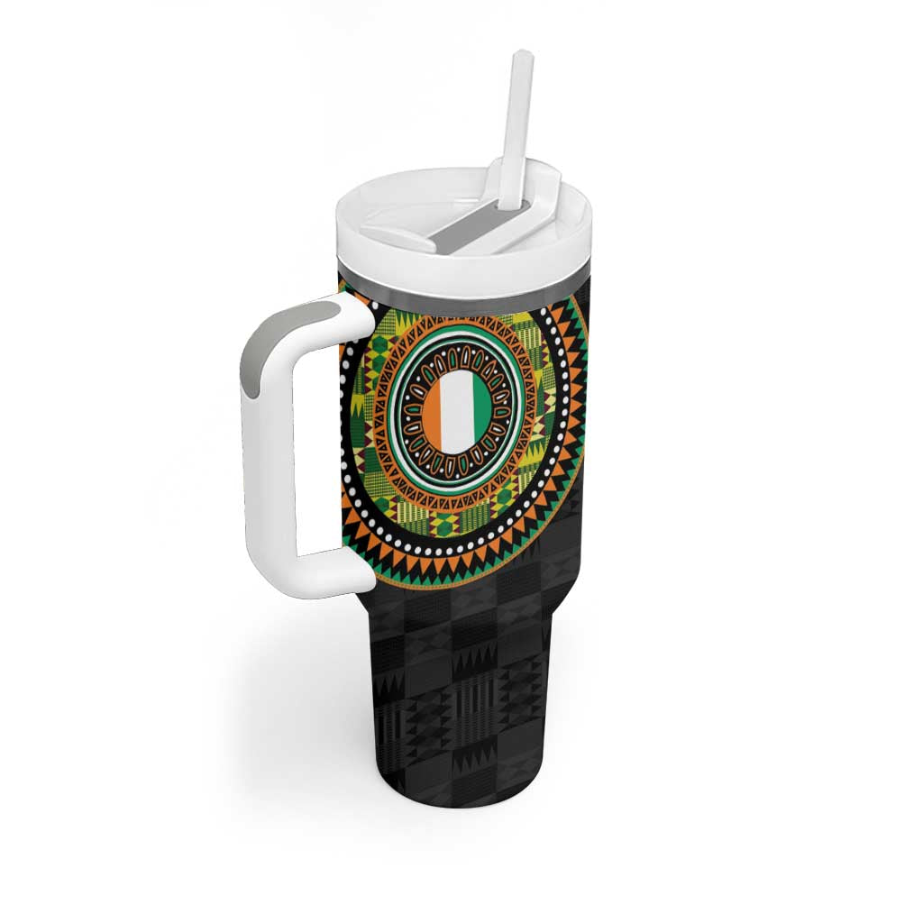 Ivory Coast African Tribal Pattern Tumbler With Handle Chest Arm Tattoo