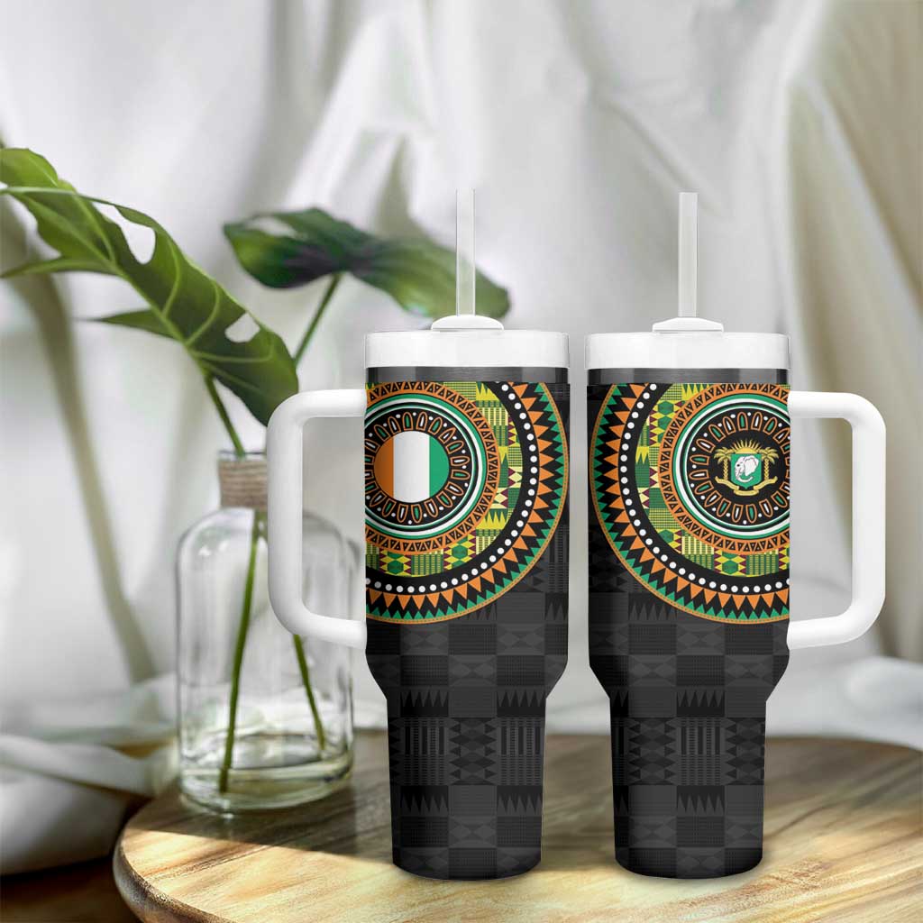 Ivory Coast African Tribal Pattern Tumbler With Handle Chest Arm Tattoo