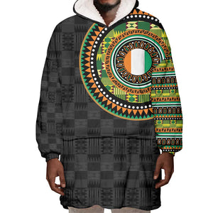 Ivory Coast African Tribal Pattern Wearable Blanket Hoodie Chest Arm Tattoo