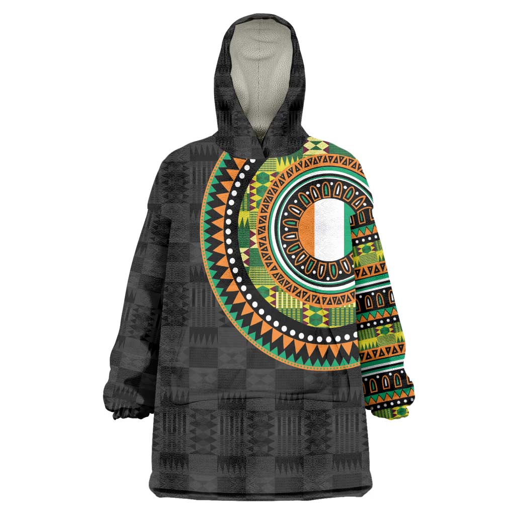 Ivory Coast African Tribal Pattern Wearable Blanket Hoodie Chest Arm Tattoo