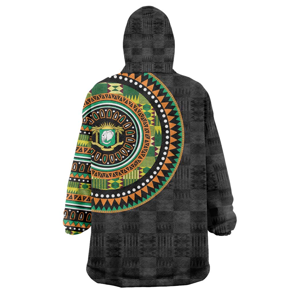 Ivory Coast African Tribal Pattern Wearable Blanket Hoodie Chest Arm Tattoo
