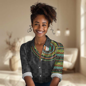 Ivory Coast African Tribal Pattern Women Casual Shirt Chest Arm Tattoo