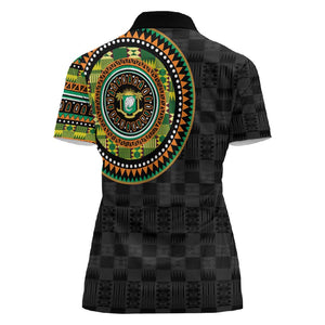 Ivory Coast African Tribal Pattern Women Polo Shirt Chest Arm Tattoo