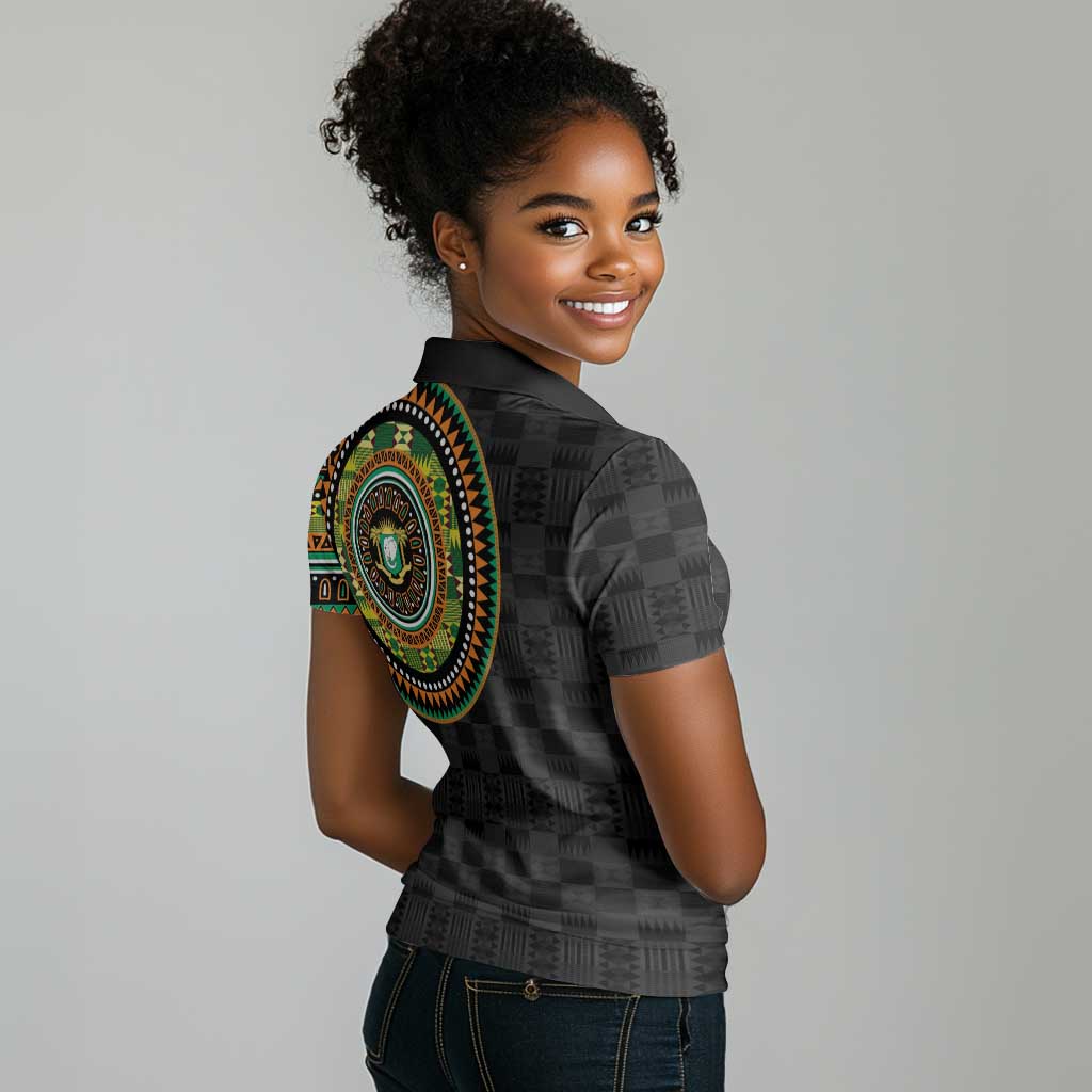 Ivory Coast African Tribal Pattern Women Polo Shirt Chest Arm Tattoo