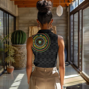 Ivory Coast African Tribal Pattern Women Sleeveless Polo Shirt Chest Arm Tattoo