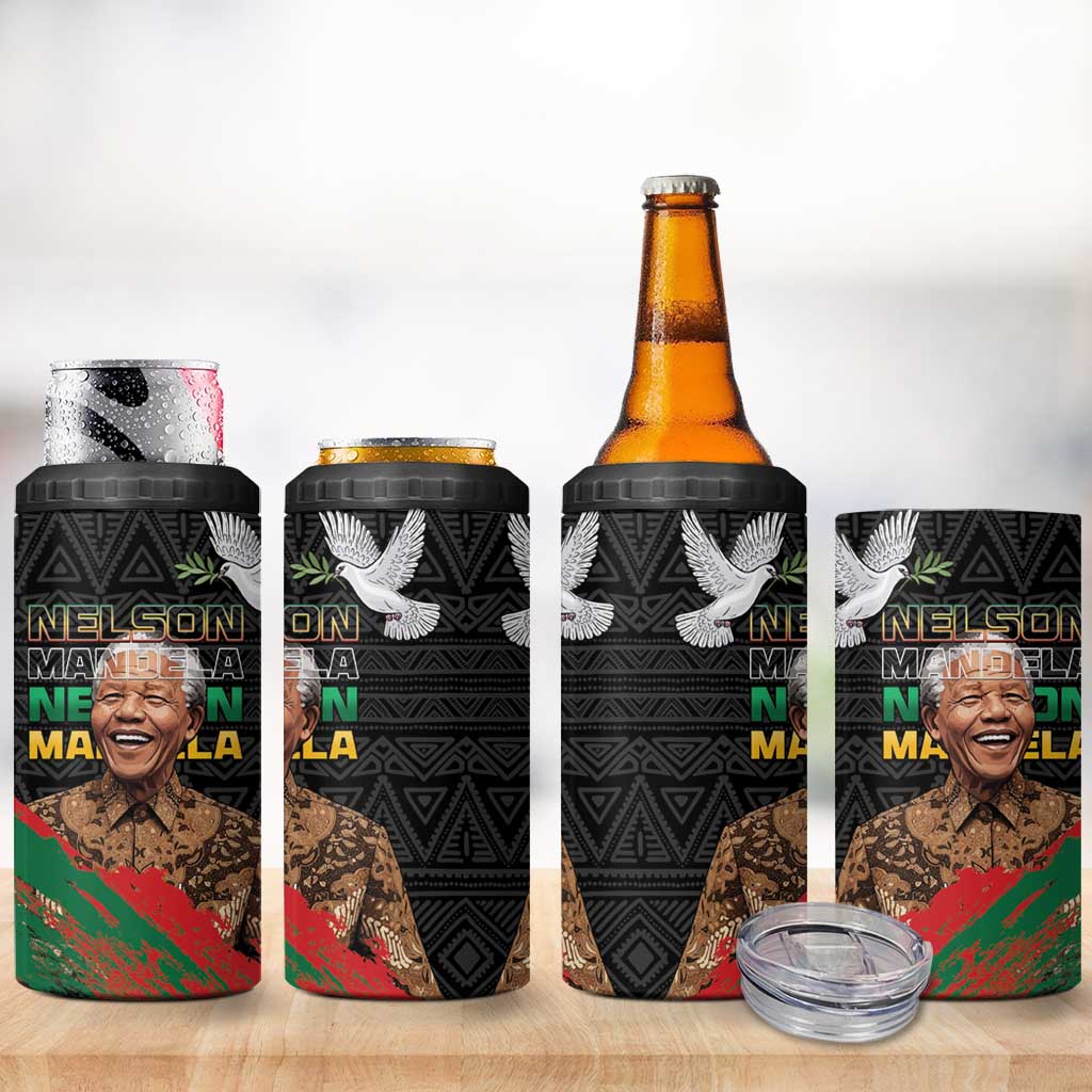 Nelson Mandela Day 4 in 1 Can Cooler Tumbler Pan African Flag LT15