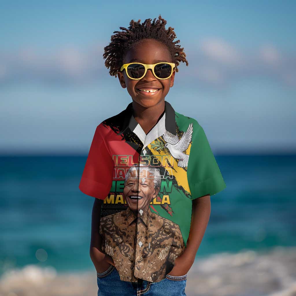 Nelson Mandela Day Kid Hawaiian Shirt Pan African Flag - African Pride