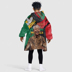 Nelson Mandela Day Kid Wearable Blanket Hoodie Pan African Flag - African Pride