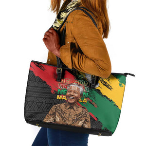 Nelson Mandela Day Leather Tote Bag Pan African Flag - African Pride