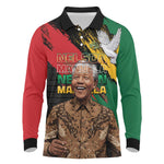 Nelson Mandela Day Long Sleeve Polo Shirt Pan African Flag - African Pride