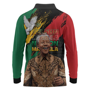 Nelson Mandela Day Long Sleeve Polo Shirt Pan African Flag - African Pride