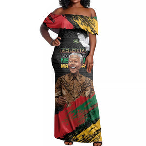 Nelson Mandela Day Off Shoulder Maxi Dress Pan African Flag - African Pride