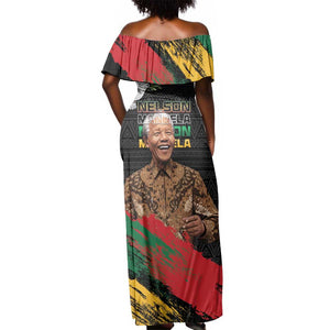 Nelson Mandela Day Off Shoulder Maxi Dress Pan African Flag - African Pride