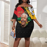 Nelson Mandela Day Off Shoulder Short Dress Pan African Flag - African Pride