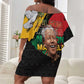 Nelson Mandela Day Off Shoulder Short Dress Pan African Flag - African Pride