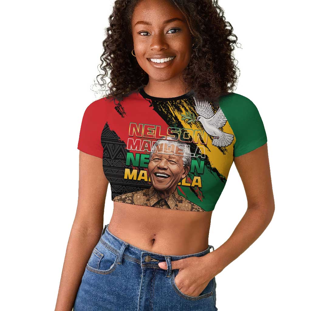 Nelson Mandela Day Raglan Cropped T shirt Pan African Flag - African Pride