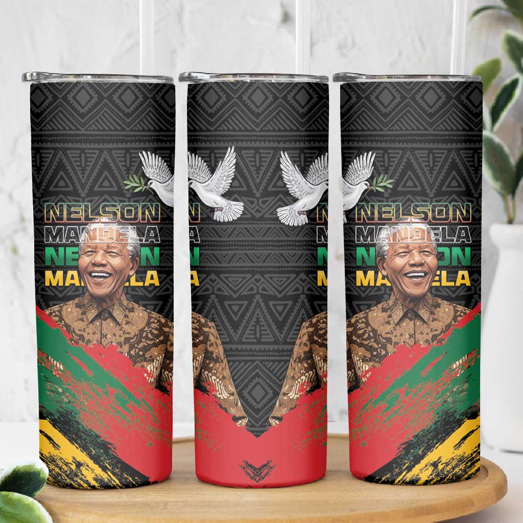Nelson Mandela Day Skinny Tumbler Pan African Flag LT15