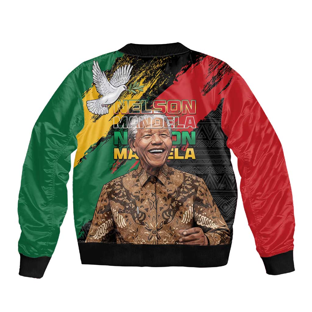 Nelson Mandela Day Sleeve Zip Bomber Jacket Pan African Flag - African Pride