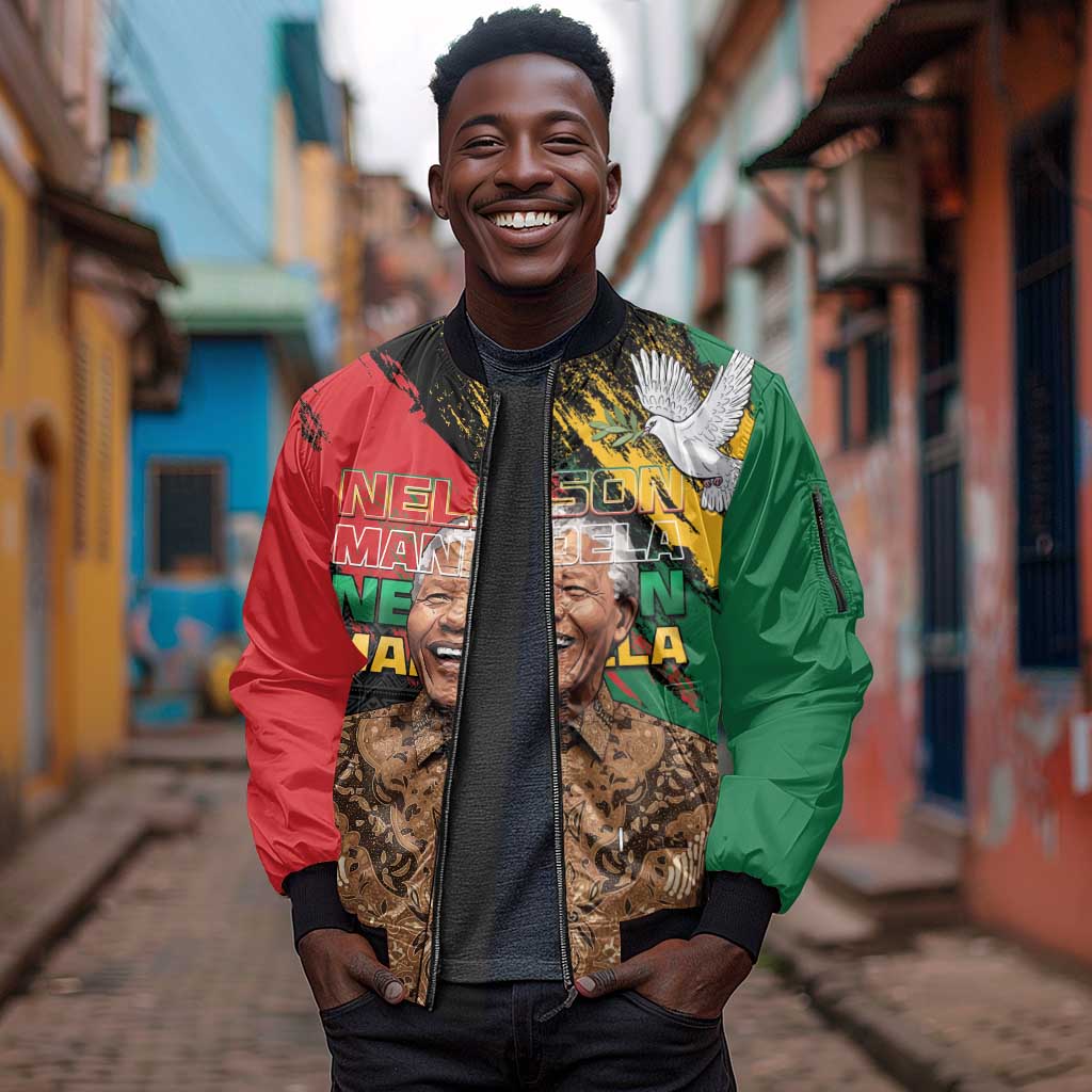 Nelson Mandela Day Sleeve Zip Bomber Jacket Pan African Flag - African Pride