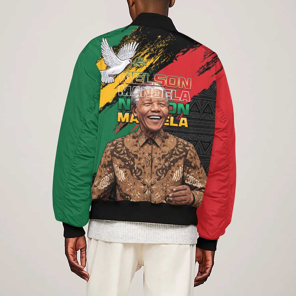 Nelson Mandela Day Sleeve Zip Bomber Jacket Pan African Flag - African Pride