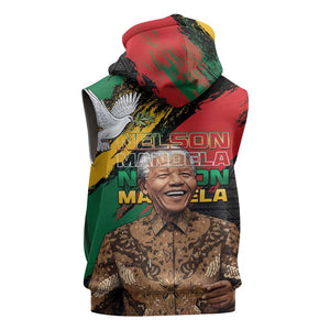 Nelson Mandela Day Sleeveless Zip Hoodie Pan African Flag - African Pride
