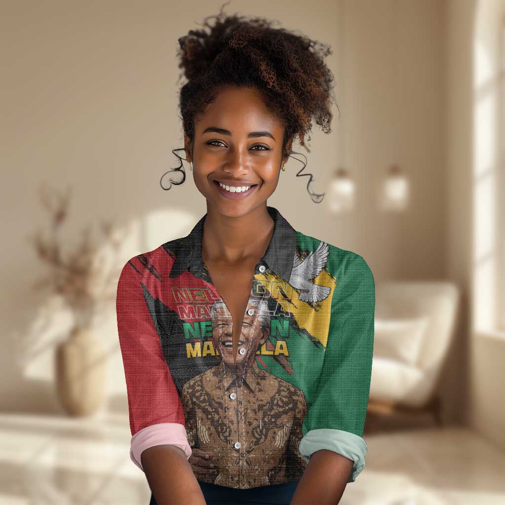 Nelson Mandela Day Women Casual Shirt Pan African Flag - African Pride
