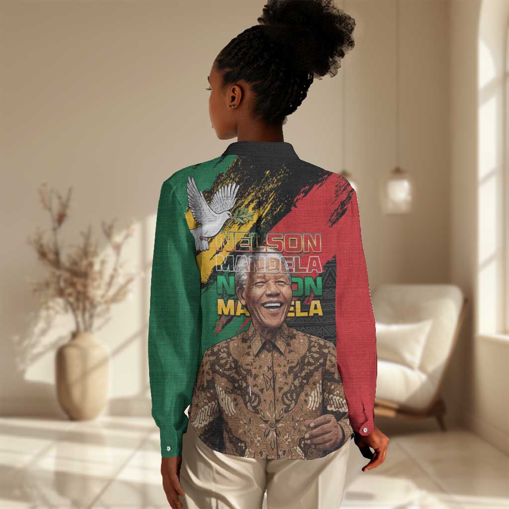Nelson Mandela Day Women Casual Shirt Pan African Flag - African Pride