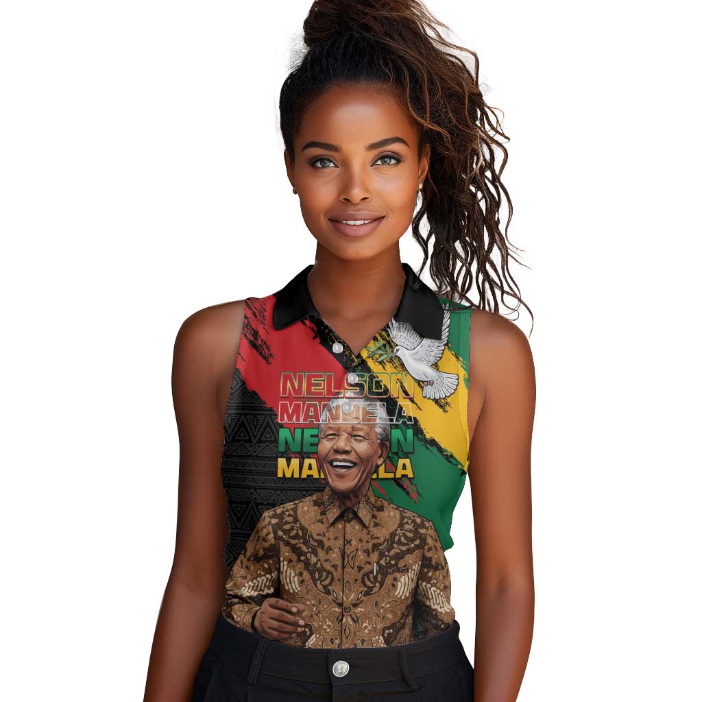 Nelson Mandela Day Women Sleeveless Polo Shirt Pan African Flag - African Pride