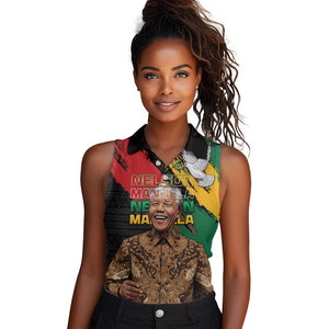 Nelson Mandela Day Women Sleeveless Polo Shirt Pan African Flag - African Pride