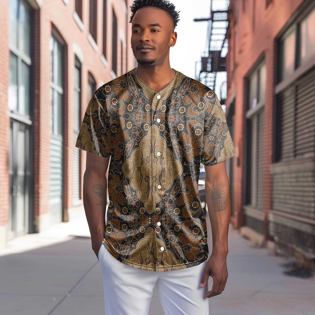 Madiba Nelson Mandela Batik Baseball Jersey Earthy Brown Indonesia Heritage - African Pride