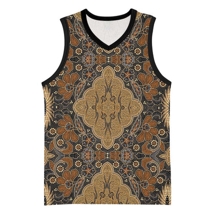 Madiba Nelson Mandela Batik Basketball Jersey Earthy Brown Indonesia Heritage - African Pride